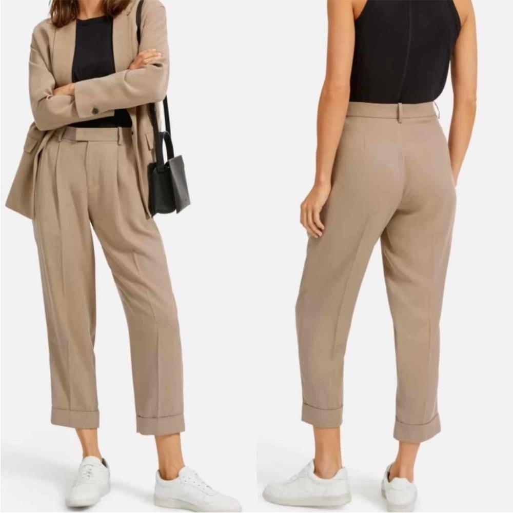 Everlane The Put Together Pleat Tan Women's Trousers 6